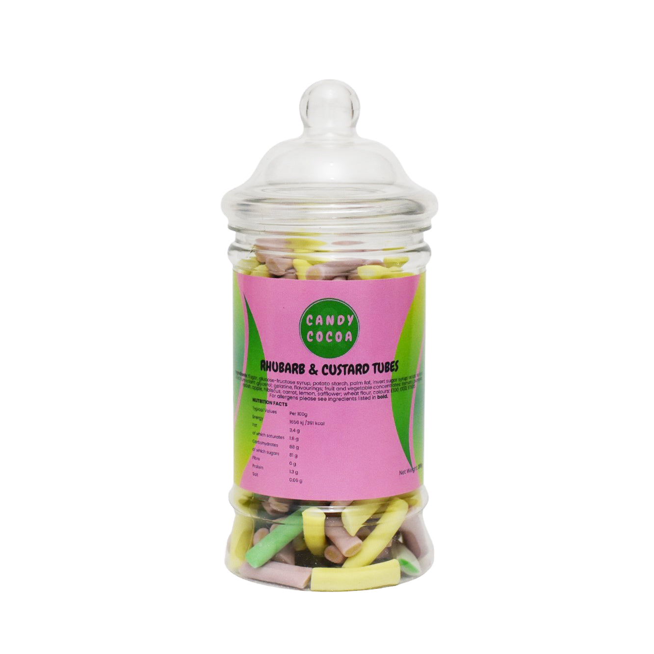 Dusted Rhubarb and Custard Tubes - Jar